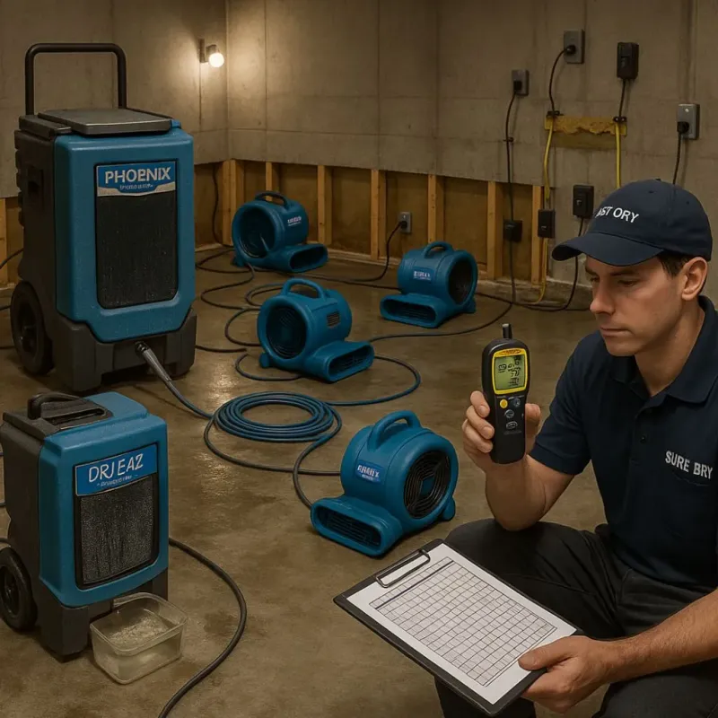 Structural Drying and Dehumidification process in Yale, MI